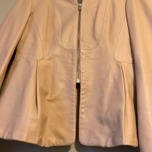 Zara peplum cut faux leather jacket in nude